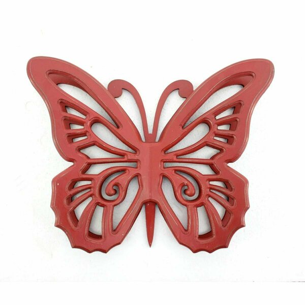 Decoracion Rustic Butterfly Wooden Wall Decor with Red Finish DE3717946